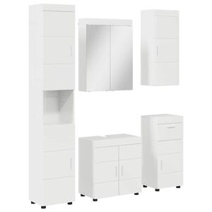 vidaXL Ensemble de mobilier de salle de bain TULUM 5 pc Blanc brillant
