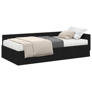 vidaXL Cadre de lit d'angle avec matelas Autre 2 pcs Noir tissu