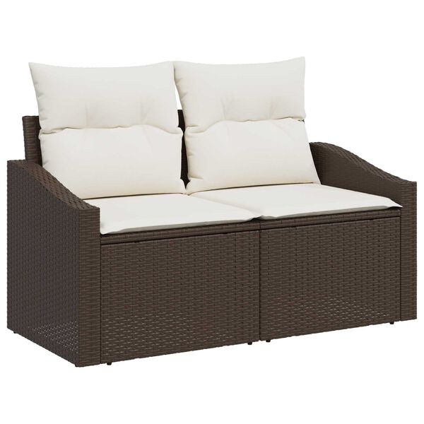 vidaXL Ensemble de canap&eacute; de jardin avec coussin 9 pcs Marron et Cr&egrave;me
