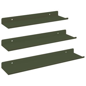 vidaXL &Eacute;tag&egrave;re flottante 3 pcs Vert olive 40 x 9 x 2,5 cm Acier