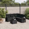 vidaXL Salon de jardin 6 pcs avec coussins noir r&eacute;sine tress&eacute;e