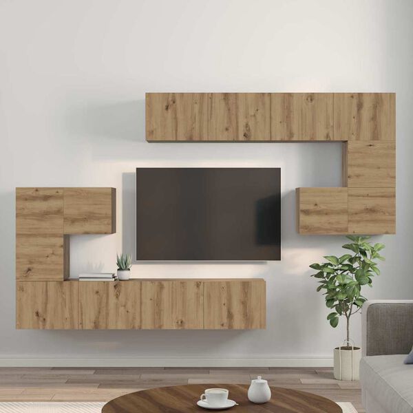 vidaXL Unites TV Montage mural 4 pcs Ch&ecirc;ne artisanal Bois d'ing&eacute;nierie