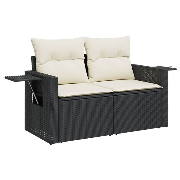 vidaXL Salon de jardin 7 pcs avec coussins noir r&eacute;sine tress&eacute;e