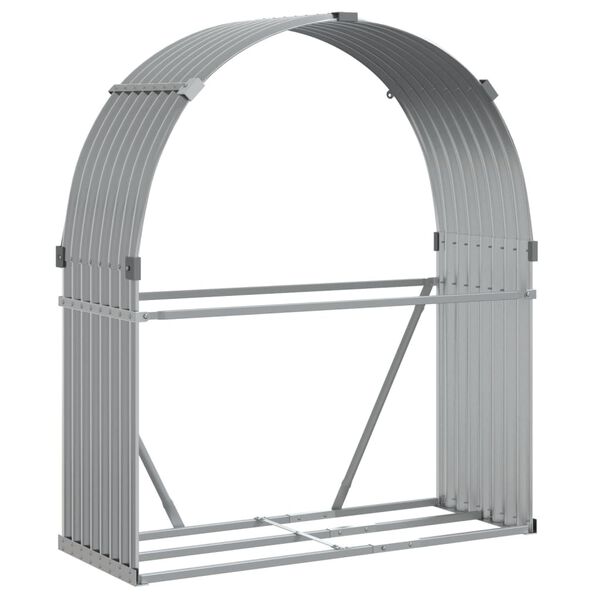 vidaXL Porte-bûches gris clair 120x45x140 cm acier galvanisé