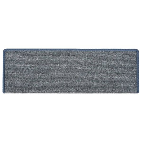 vidaXL Tapis d'escalier 15 pi&egrave;ces 65 x 21 x 4 cm Gris clair et bleu Bord rectangulaire