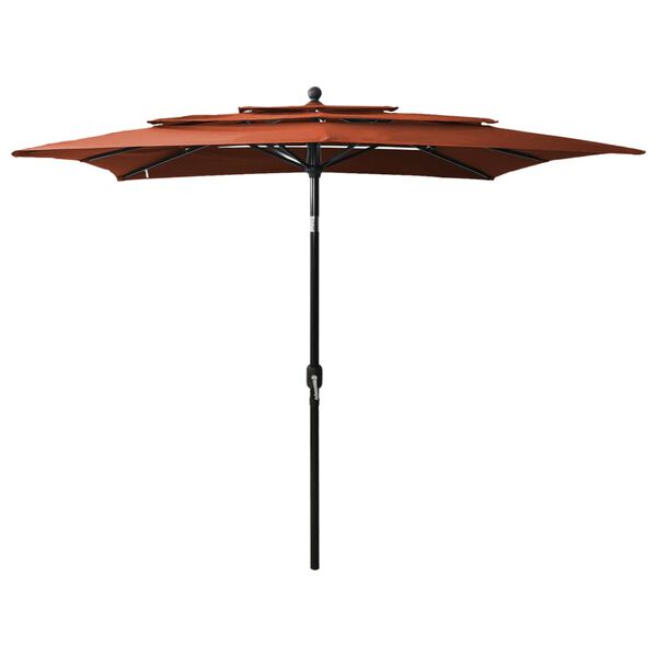 vidaXL Parasol de jardin &agrave; 3 niveaux avec m&acirc;t en aluminium terre cuite