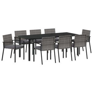 vidaXL Ensemble de salle &agrave; manger pour jardin 9 pcs Gris