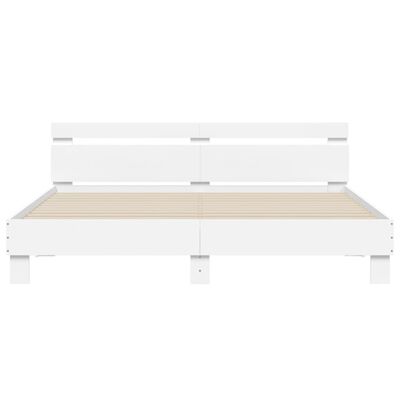 vidaXL Cadre de lit avec tête de lit et LED blanc 160x200 cm