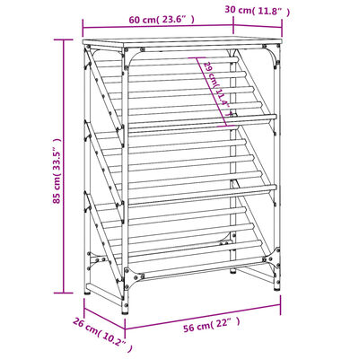 vidaXL Étagère à chaussures chêne sonoma 60x30x85 cm bois d'ingénierie