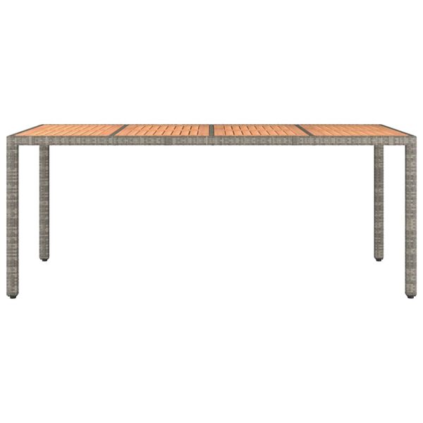 vidaXL Table de jardin et dessus en bois Gris R&eacute;sine tress&eacute;e et acacia