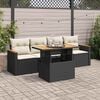 vidaXL Salon de jardin 5 pcs avec coussins noir résine tressée acacia