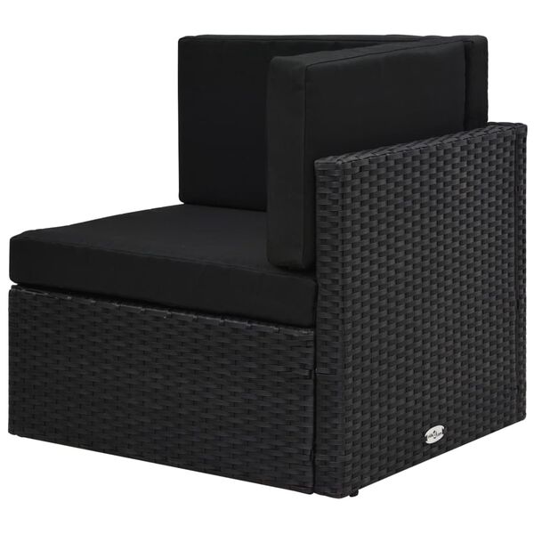 vidaXL Canapé d'angle sectionnel Résine tressée Noir