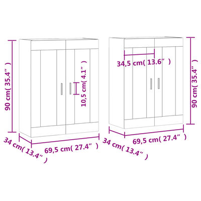 vidaXL Armoires murales 2 pcs gris béton bois d'ingénierie