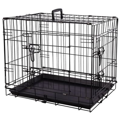 FLAMINGO Cage métallique animaux avec porte coulissante S Noir