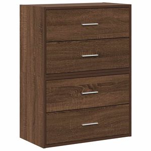 vidaXL Armoires avec 2 tiroirs 2 pcs ch&ecirc;ne marron bois d'ing&eacute;nierie
