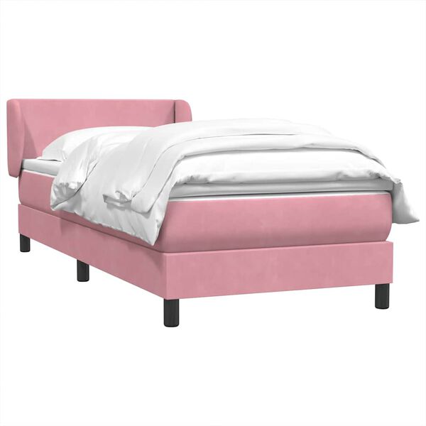 vidaXL Sommier &agrave; lattes de lit avec matelas rose 100x210 cm velours