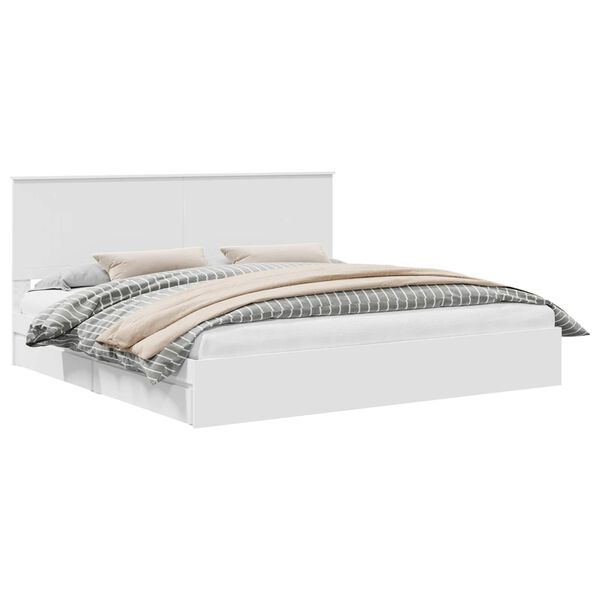vidaXL Lit de Rangement Blanc 200 x 200 cm Bois d'ing&eacute;nierie