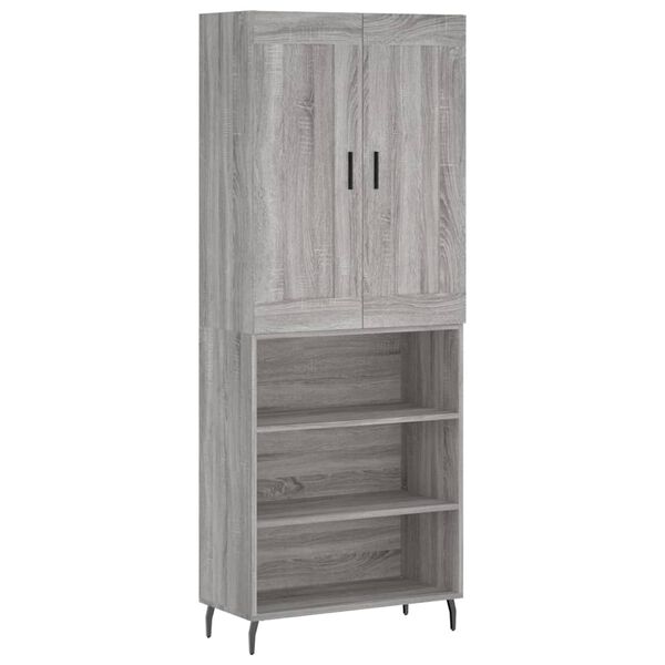 vidaXL Buffet haut Sonoma gris 69,5x34x180 cm Bois d'ing&eacute;nierie