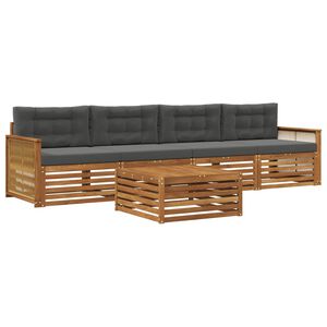 vidaXL Ensemble de canap&eacute;s d'ext&eacute;rieur 5 pcs Naturel et Anthracite