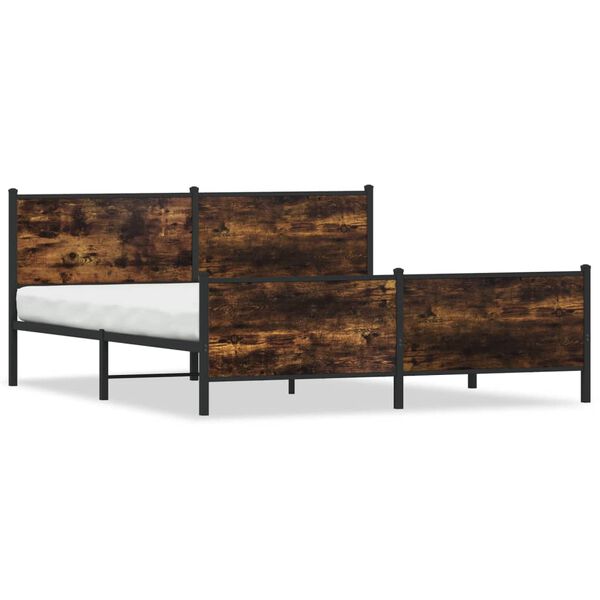 vidaXL Cadre de lit en m&eacute;tal sans matelas ch&ecirc;ne fum&eacute; 193x203 cm