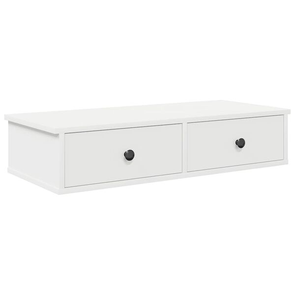vidaXL &Eacute;tag&egrave;re murale avec tiroirs blanc 80x34x17 cm bois d'ing&eacute;nierie