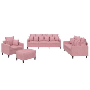 vidaXL Ensemble de canap&eacute;s 4 pcs avec coussins Rose Velours