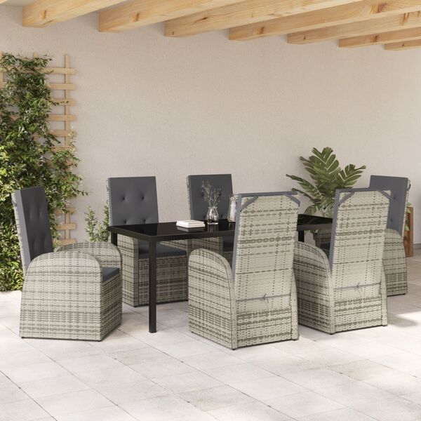 vidaXL Ensemble de salle &agrave; manger pour jardin 7 pcs Gris polyrotin