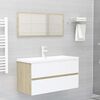 vidaXL Ensemble de meubles de bain Blanc et ch&ecirc;ne sonoma Agglom&eacute;r&eacute;
