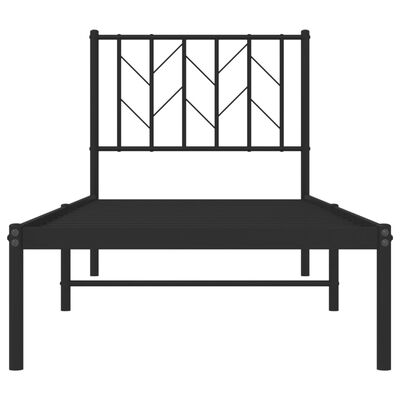 vidaXL Cadre de lit métal sans matelas avec tête de lit noir 75x190 cm