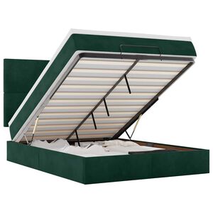 vidaXL Cadre de lit ottoman avec matelas vert fonc&eacute; 140x190 cm velours