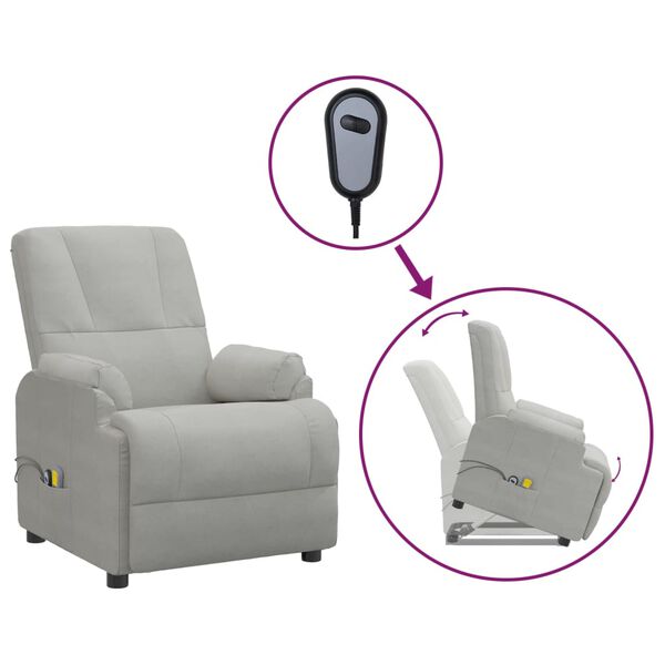 vidaXL Fauteuil de massage gris clair similicuir daim