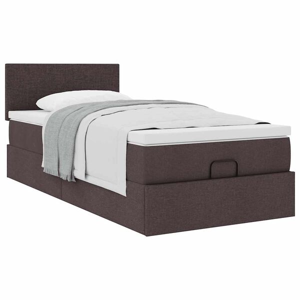 vidaXL Lit ottoman avec matelas marron fonc&eacute; 100x200 cm tissu