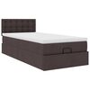 vidaXL Cadre de lit ottoman avec matelas marron fonc&eacute; 80x200 cm tissu