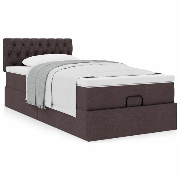 vidaXL Cadre de lit ottoman avec matelas marron fonc&eacute; 80x200 cm tissu