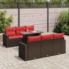 vidaXL Salon de jardin avec coussins 7pcs marron r&eacute;sine tress&eacute;e acacia