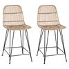 vidaXL Tabouret de bar 2 pc Naturel 44 x 54 x 96 cm Rattan et Acier