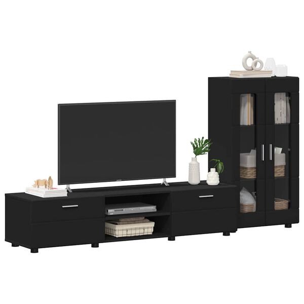 vidaXL Ensemble meuble TV avec tiroir FLORIN Noir Bois d'ing&eacute;nierie
