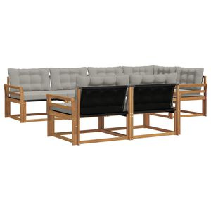 vidaXL Ensemble de canap&eacute;s d'ext&eacute;rieur 7 pc Naturel et gris clair