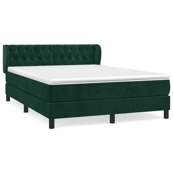 vidaXL Sommier &agrave; lattes de lit et matelas Vert fonc&eacute; 140x190cm Velours