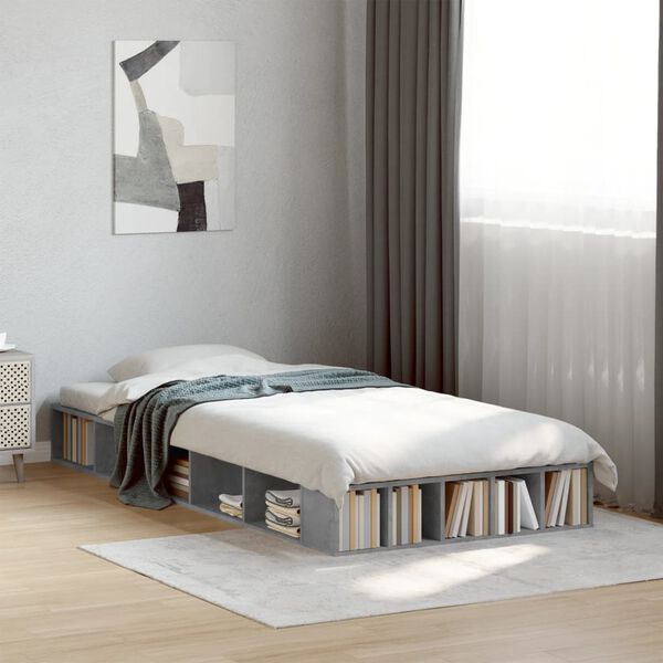 vidaXL Cadre de lit sans matelas gris b&eacute;ton 90x200 cm