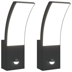 vidaXL Appliques murales LED d'ext&eacute;rieur avec capteurs 2 pcs noir