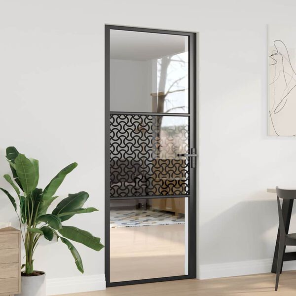 vidaXL Porte intérieure Noir 83 x 201.5 cm Verre trempé et Aluminium