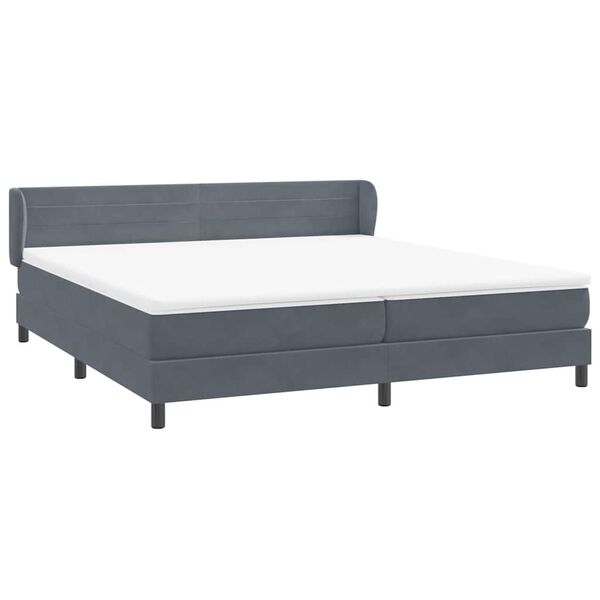 vidaXL Sommier &agrave; lattes de lit et matelas gris fonc&eacute; 200x210cm velours