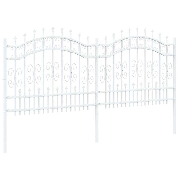 vidaXL Cl&ocirc;ture de jardin Blanc 240 x 140 cm Acier peint par poudre