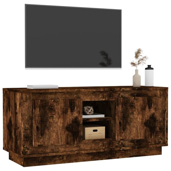 vidaXL Meuble TV chêne fumé 102x35x45 cm bois d'ingénierie