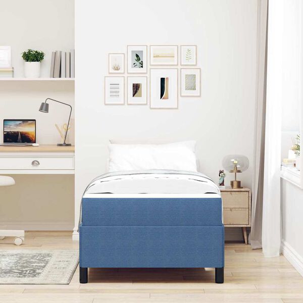vidaXL Cadre de lit avec matelas Bleu 100 x 200 cm tissu