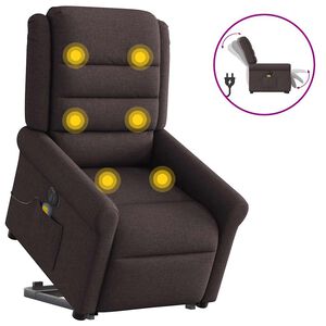 vidaXL Fauteuil inclinable de massage &eacute;lectrique Marron fonc&eacute; Tissu