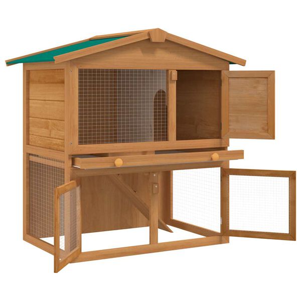 vidaXL Clapier d'ext&eacute;rieur Enclos pour petits animaux 3 portes Bois
