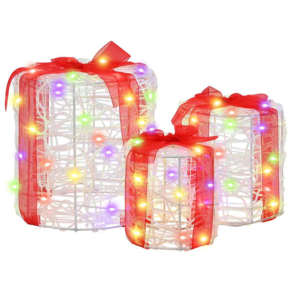 vidaXL D&eacute;coration de bo&icirc;te cadeau 3 pcs color&eacute; 20 x 20 x 21 cm