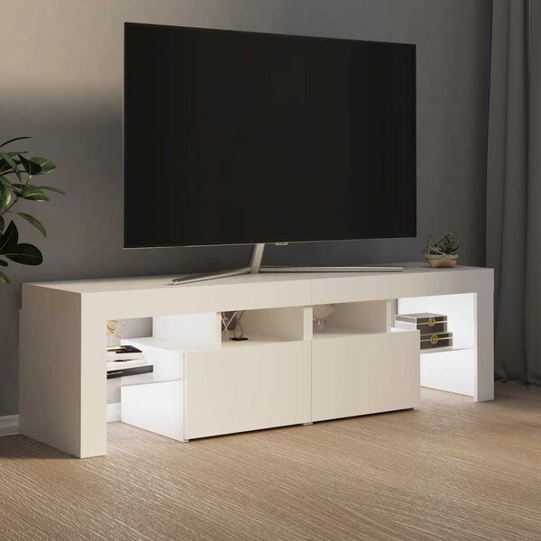 vidaXL Meuble TV avec lumi&egrave;res LED Blanc 140x36,5x40 cm